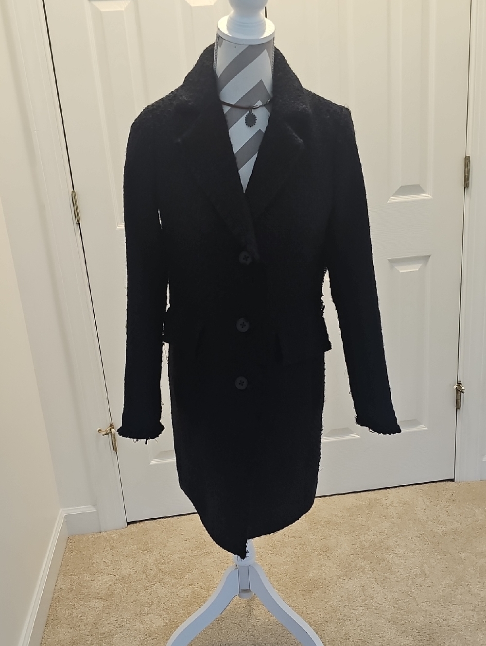 BCBGeneration Black Textured Pea Coat